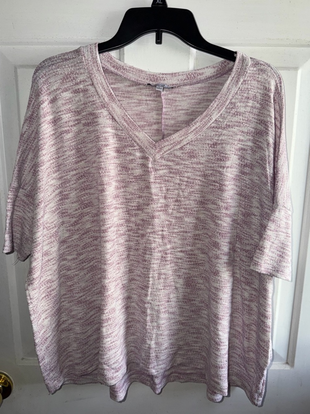 white birch Pink and Cream Marled Knit Top